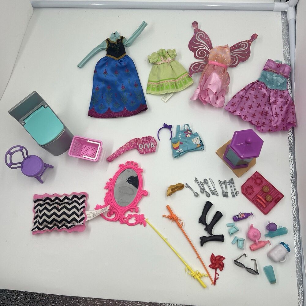 Barbie Doll Accessories Cloth Furniture Shoes  Brush Mirror Food Decor